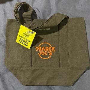 Trader Joe's Black/Orange Trick or Treat Canvas Tote Bag